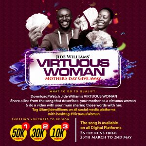 Jide Williams to give out over 100k voucher in celebration of International Mothers Day
