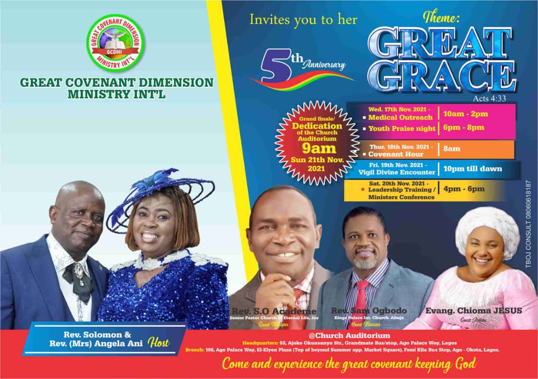 Event: Chioma Jesus, Rev S.O Academe & Others Joins Great Covenant Dimension Ministry In Celebrating Their 5th Anniversary